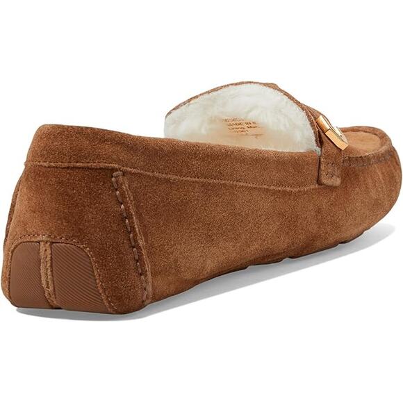 NWT Cole Haan Women's Evelyn Bow Driver Loafer, Golden Toffee Suede/Faux Fur-S 6 - Picture 5 of 7